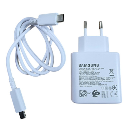 Мережеве зарядний пристрій Samsung (EP-TA845XBEGCN) 45W з кабелем Type-C to Type-C Білий