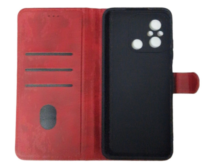 Чохол-книга Leather Folio New Xiaomi Redmi 12C (магнітна застібка) червоний