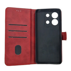 Чохол-книга Leather Folio New Xiaomi Redmi Note 13 Pro 4G / Poco M6 Pro 4G / Redmi Note 14s (магнітна застібка) Red