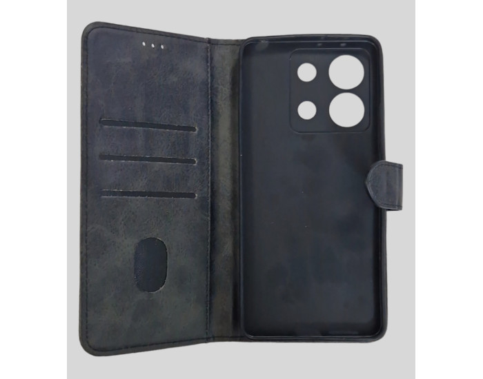 Чохол-книга Leather Folio New Xiaomi Redmi Note 13 Pro 4G / Poco M6 Pro 4G / Redmi Note 14s (магнітна застібка) Black