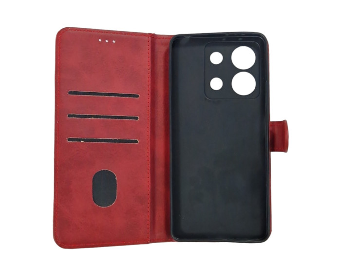 Чохол-книга Leather Folio New Xiaomi Redmi Note 13 Pro 5G / Poco X6 (магнітна застібка) Red