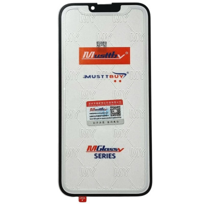 Скло фронтальне c OCA-пленкой iPhone 13 / 13 Pro, чорне з олеофобним покриттям, 0.8mm, 9H, оригінал, Musttby