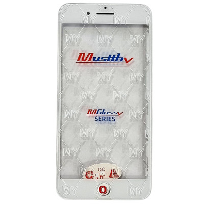 Скло фронтальне c OCA-пленкой iPhone 8 Plus, біле з рамкою, з олеофобним покриттям, з сіткою динаміка, з тримачем датчика наближення, з тримачем камери, оригінал Musttbay