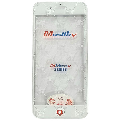 Скло фронтальне c OCA-пленкой iPhone 7, біле з рамкою, з олеофобним покриттям, з сіткою динаміка, оригінал Musttbay