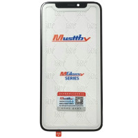 Скло фронтальне з OCA-пленкой iPhone XS Max, чорне, з олеофобним покриттям, з сіткою динаміка, 0.8mm, 9H, оригінал, Musttby