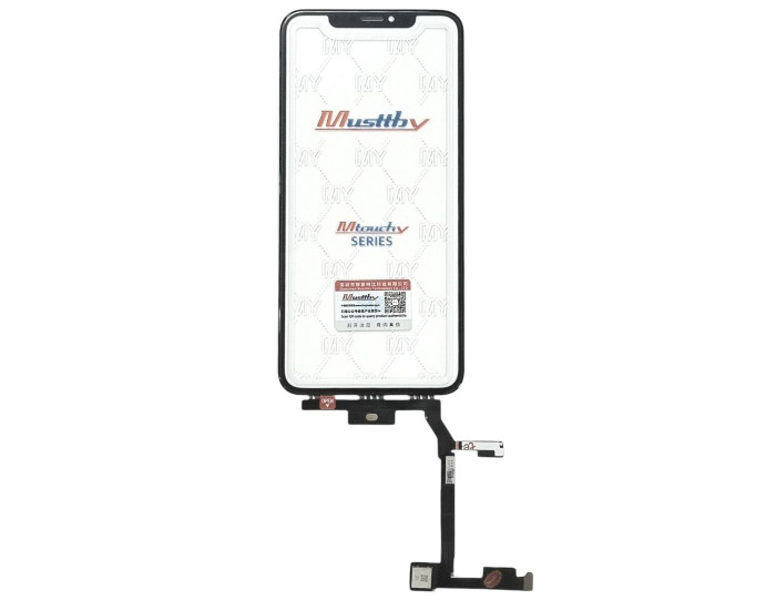 Сенсор Apple iPhone XS Max, з OCA. з рамкою з мікросхемою з довгим шлейфом, чорний, Musttby