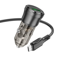 Автомобильное зарядное устройство Borofone (BZ23) 18W QC3.0 (1USB) transparent с кабелем Micro черный