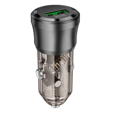 Автомобильное зарядное устройство Borofone (BZ23) 18W QC3.0 (1USB) transparent с кабелем Micro черный