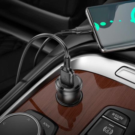 Автомобильное зарядное устройство Borofone (BZ23) 18W QC3.0 (1USB) transparent с кабелем Micro черный
