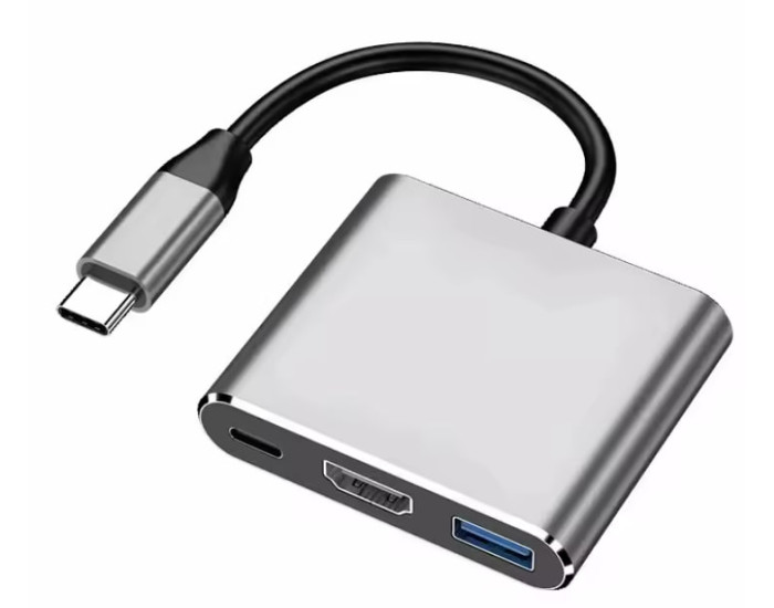 Перехідник USB-C 3 in1 (HDMI+PD+USB) 4K