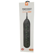 Сетевой фильтр WUW C133 на 3 розетки и 4USB, черный 2,1A / 2м