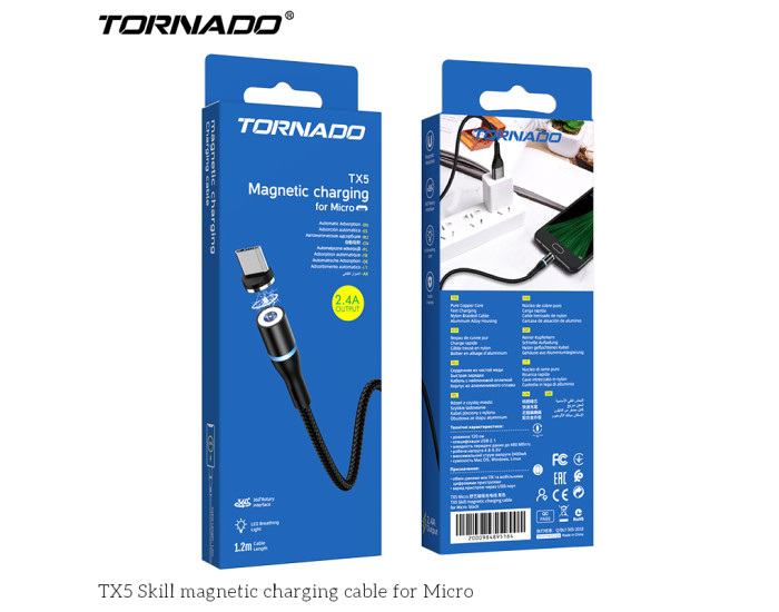 Кабель USB Tornado TX5 USB to Micro (2.4A/1m) Black