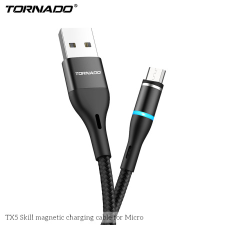 Кабель-магнітний Tornado TX5 MicroUSB 2.4A Black 1m