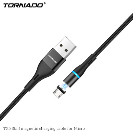 Кабель-магнітний Tornado TX5 MicroUSB 2.4A Black 1m