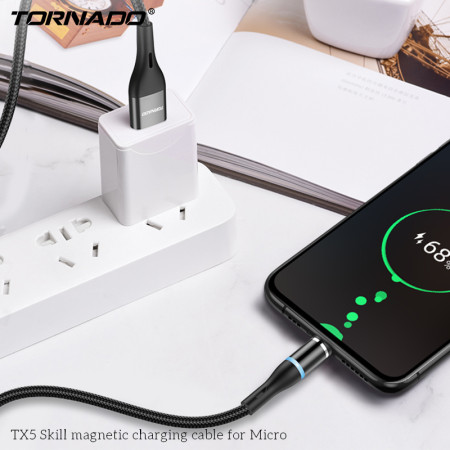 Кабель-магнітний Tornado TX5 MicroUSB 2.4A Black 1m