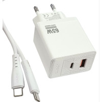 Сетевое зарядное устройство Jokade JB090 CHAOAN 65W (USB-A+USB-C) с кабелом (Type-C-Type-C) белый