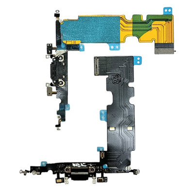 Шлейф для iPhone 8 Plus, коннектора зарядки, с микрофоном, Black, High Copy