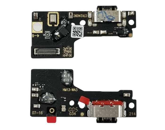 Шлейф для Xiaomi Redmi 13 с разъемом зарядки, с микрофоном, плата зарядки