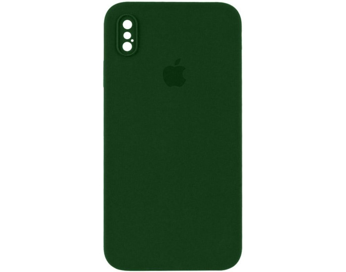 Чехол-силикон оригинал Square Cover Soft Matte Full Camera iPhone X/XS (Зеленый / Army green)