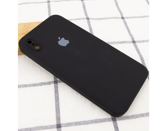 Чехол-силикон оригинал Square Cover Soft Matte Full Camera iPhone X/XS, черный