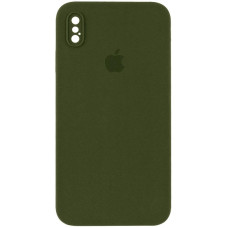 Чехол-силикон оригинал Square Cover Soft Matte Full Camera iPhone X/XS Dark green (Зеленый / Dark Olive)