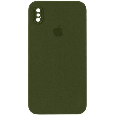 Чехол-силикон оригинал Square Cover Soft Matte Full Camera iPhone X/XS Dark green (Зеленый / Dark Olive)