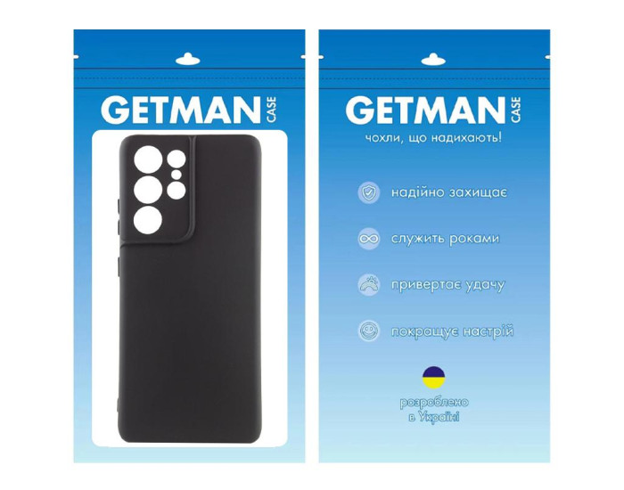 Чохол-силікон Getman Liquid Silk Full Camera Samsung Galaxy S21 Ultra (Чорний / Black)