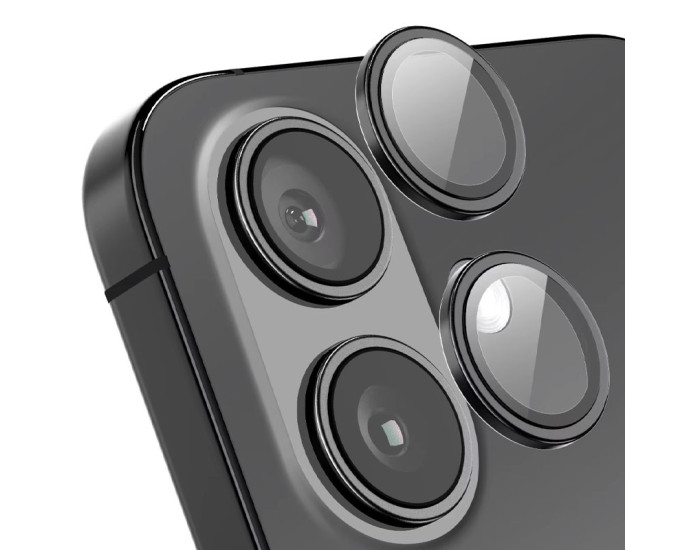 Защитное стекло Camera Metal на камеру iPhone 16 /16 Plus, Black