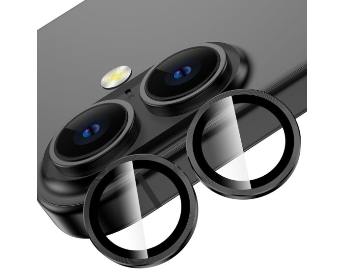 Защитное стекло Camera Metal на камеру iPhone 16 /16 Plus, Black