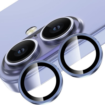 Защитное стекло Camera Metal на камеру iPhone 16 / 16 Plus Blue