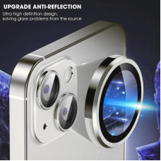 Защитное стекло Metal Classic на камеру iPhone 15 /15 Plus (Серебряный / Silver)