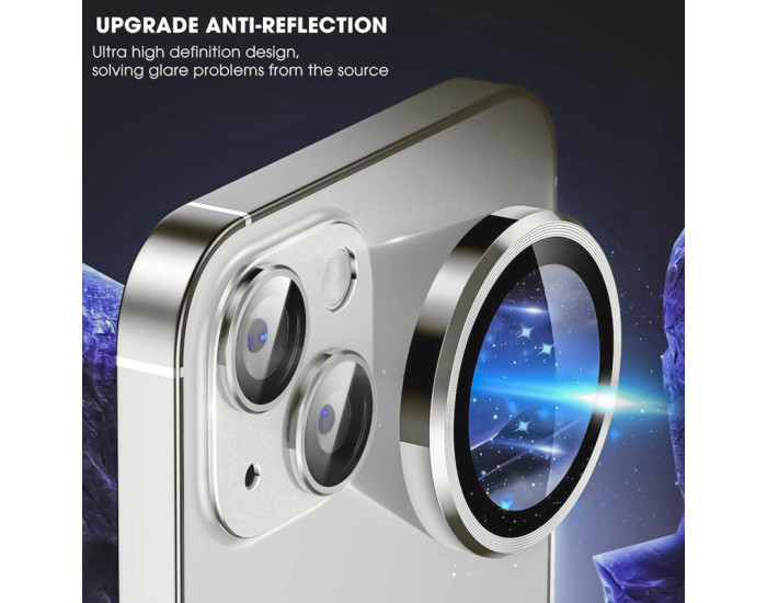 Защитное стекло Metal Classic на камеру iPhone 15 /15 Plus (Серебряный / Silver)