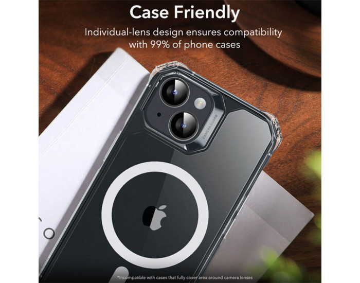 Защитное стекло Metal Classic на камеру iPhone 15 /15 Plus (Черный / Midnight)