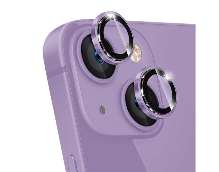 Защитное стекло Metal Classic на камеру iPhone 14/14 Plus (Фиолетовый / Purple)