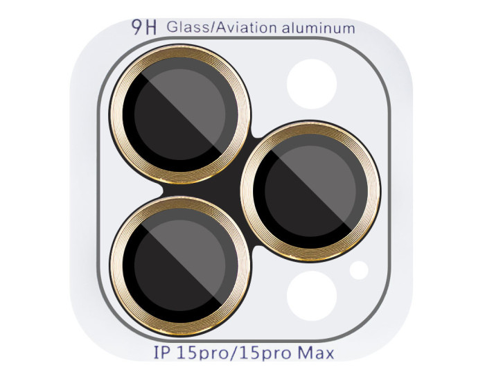 Защитное стекло Metal Classic на камеру iPhone 15 Pro/15 Pro Max (Золотой / Gold)