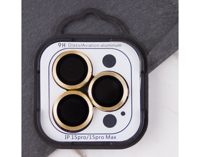Защитное стекло Metal Classic на камеру iPhone 15 Pro/15 Pro Max (Золотой / Gold)