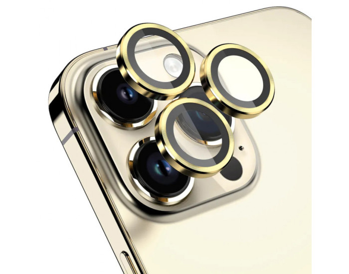 Защитное стекло Metal Classic на камеру iPhone 15 Pro/15 Pro Max (Золотой / Gold)