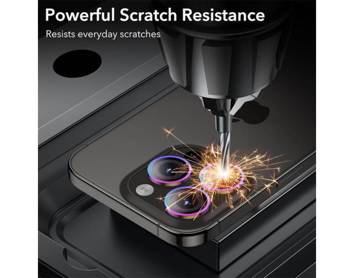 Защитное стекло Metal Classic на камеру iPhone 15 Pro/15 Pro Max (Сиреневый / Rainbow)
