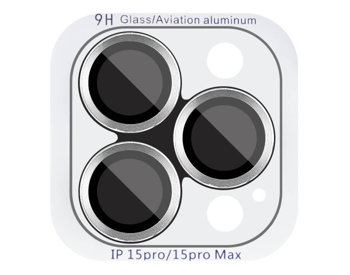 Защитное стекло Metal Classic на камеру iPhone 15 Pro/15 Pro Max (Серебряный / Silver)