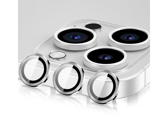 Защитное стекло Metal Classic на камеру iPhone 15 Pro/15 Pro Max (Серебряный / Silver)