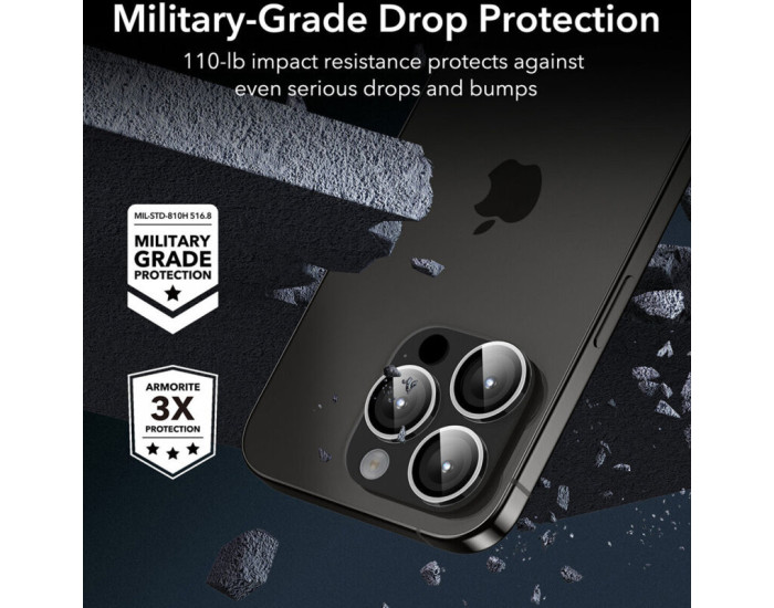Защитное стекло Metal Classic на камеру iPhone 15 Pro/15 Pro Max (Серебряный / Silver)