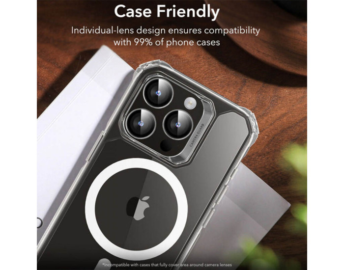 Защитное стекло Metal Classic на камеру iPhone 15 Pro/15 Pro Max (Серебряный / Silver)