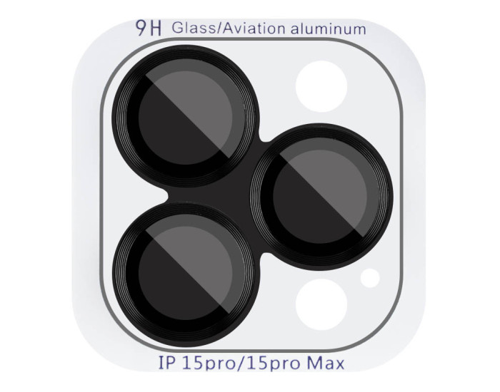 Защитное стекло Metal Classic на камеру iPhone 15 Pro/15 Pro Max (Черный / Midnight)