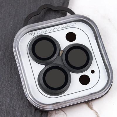 Защитное стекло Metal Classic на камеру iPhone 15 Pro/15 Pro Max (Черный / Midnight)