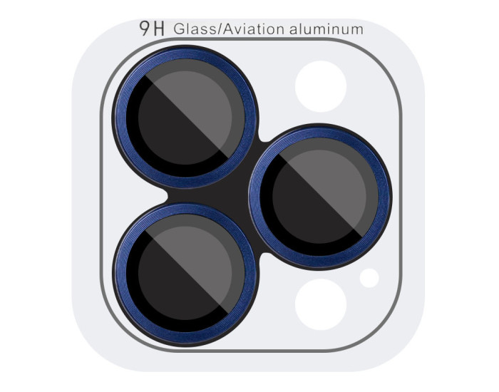 Защитное стекло Metal Classic на камеру iPhone 15 Pro/15 Pro Max (Синий / Dark Blue)