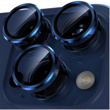 Защитное стекло Metal Classic на камеру iPhone 15 Pro/15 Pro Max (Синий / Dark Blue)