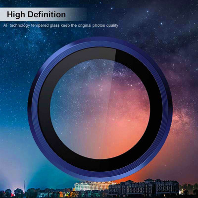 Защитное стекло Metal Classic на камеру iPhone 15 Pro/15 Pro Max (Синий / Dark Blue)