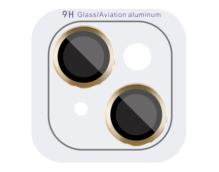 Защитное стекло Metal Classic на камеру iPhone 15/15 Plus (Золотой / Gold)