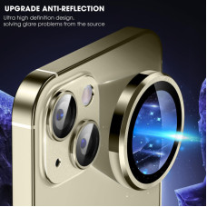 Защитное стекло Metal Classic на камеру iPhone 15/15 Plus (Золотой / Gold)