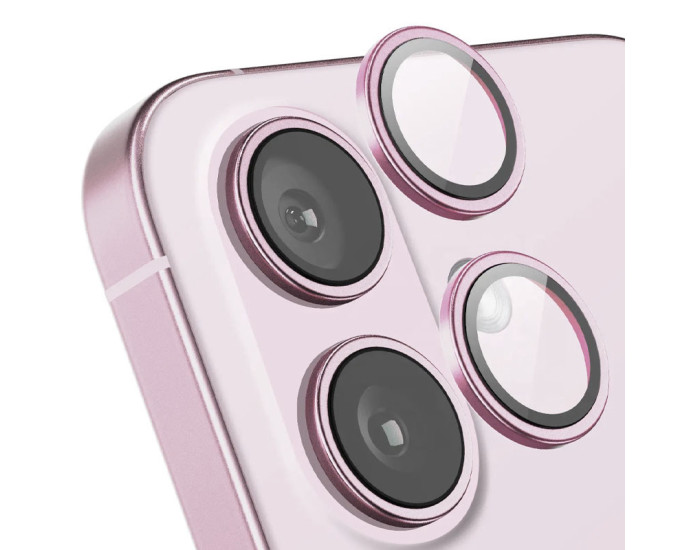 Защитное стекло Metal Classic на камеру iPhone 16 /16 Plus (Розовый / Pink)